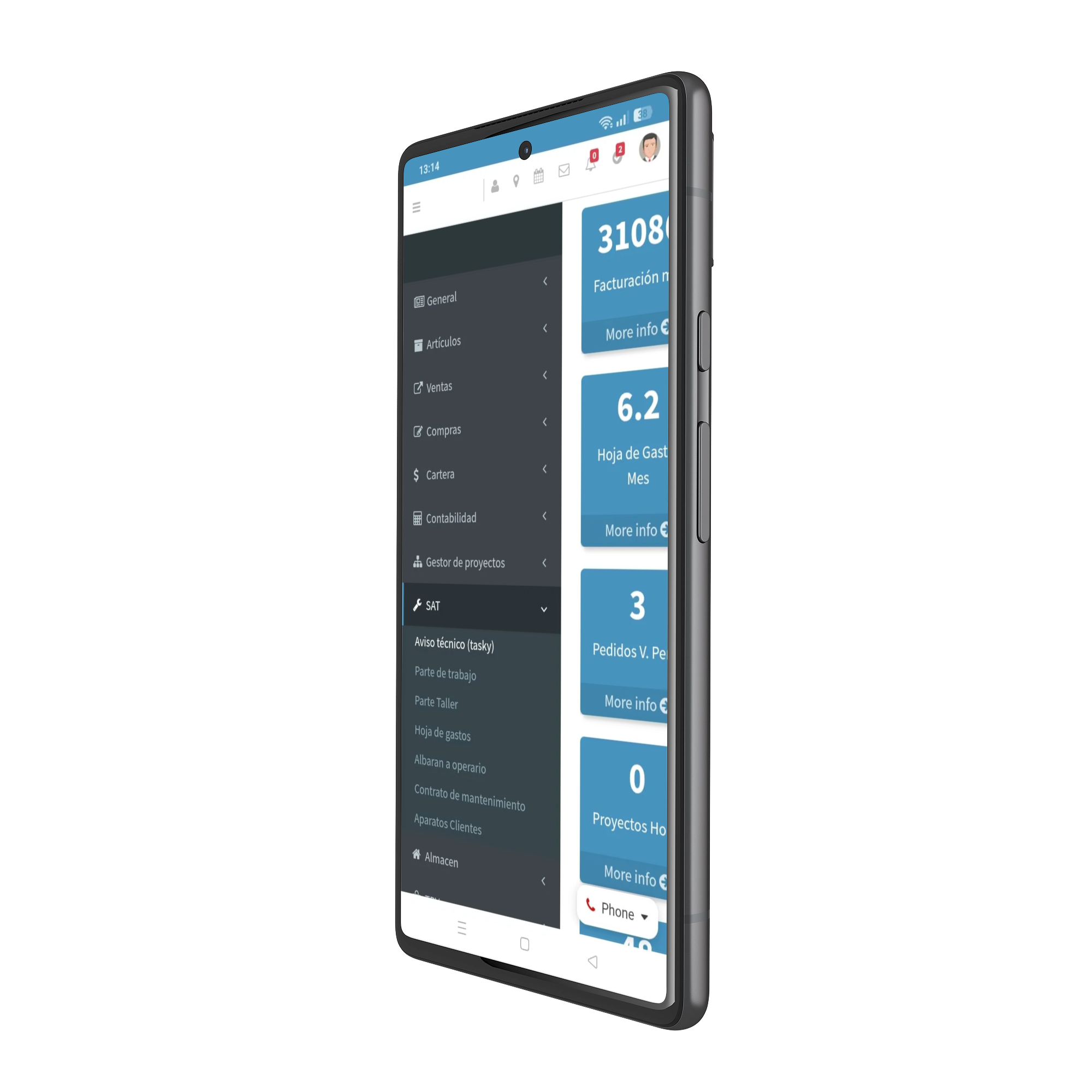 Vista de la app móvil para técnicos eléctricos